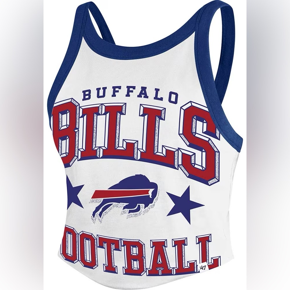 BUFFALO BILLS WOMEN'S '47 BRAND ENERGIZE SPORTY CROPPED RACERBACK TANK TOP